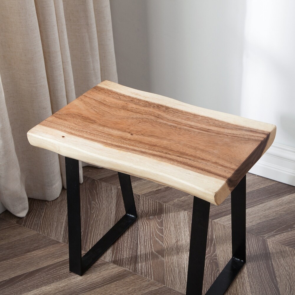 Greenage Suar Wood Natural Edge Bench Side Table End Table