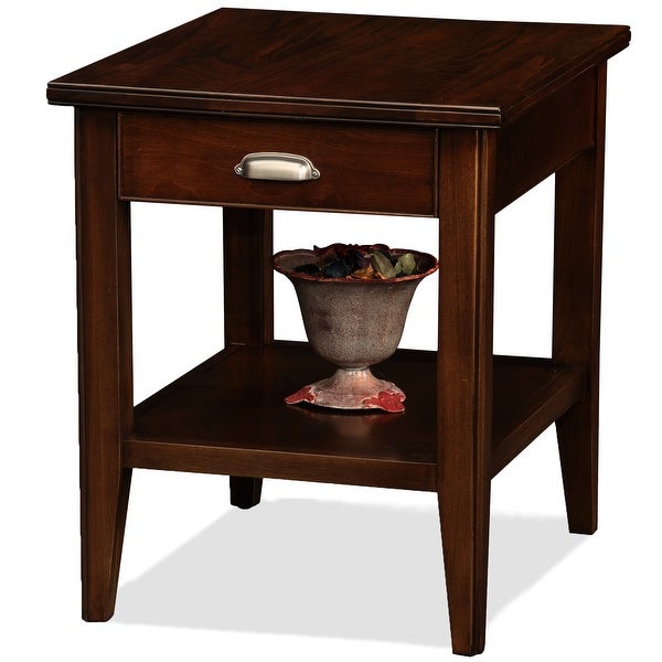 Leick Home 10507 Laurent One Drawer End Table with Shelf， Chocolate Cherry