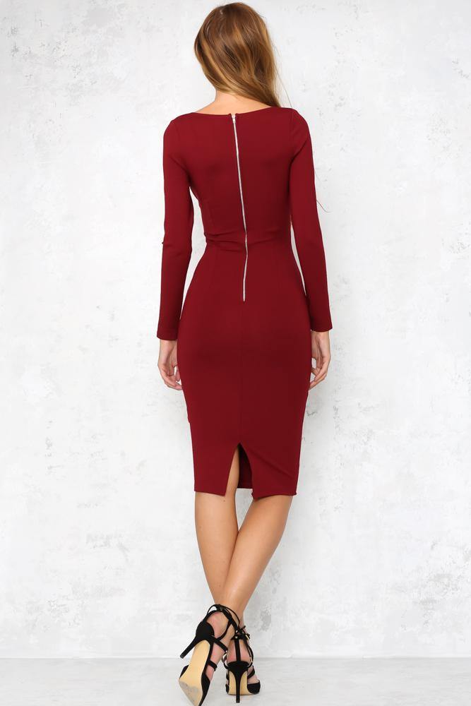 Knock Out Midi Dress Wine