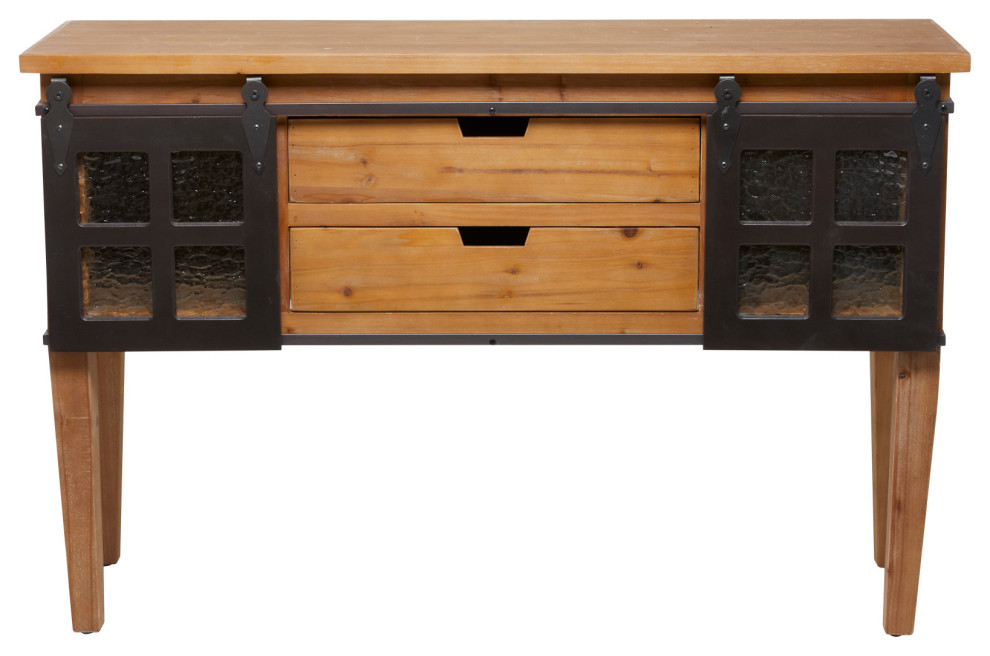 Industrial Brown Wood Console Table 560400   Industrial   Console Tables   by Brimfield  ampMay  Houzz