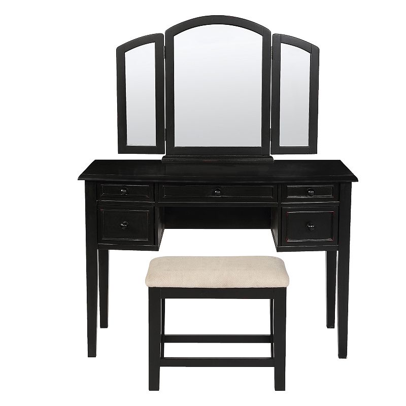 Linon Vanity， Mirror and Bench 3-piece Set