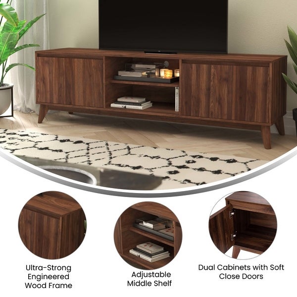 TV Stand with Adjustable Middle Shelf - Dual Soft Close Storage Doors