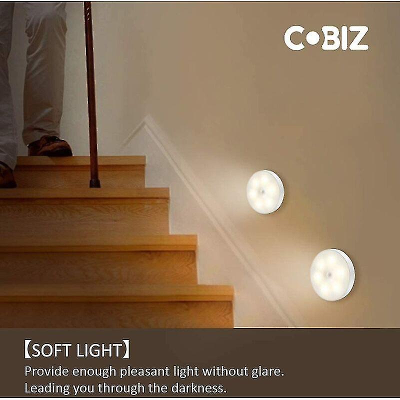 Led Night Light， Magnetic Indoor Motion Sensor Lamp With Free Adhesive Pads， Stick Anywhere， Usb Rechargeable Wireless Sensor | Warm White | Pack Of 2