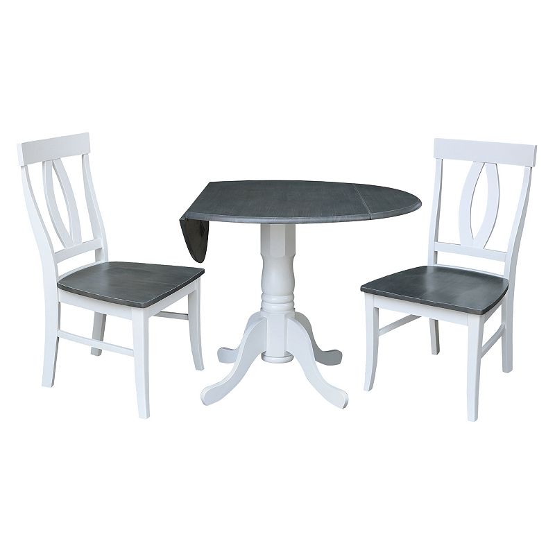 International Concepts Dual Drop Leaf Dining Table and Chair 3-piece Set