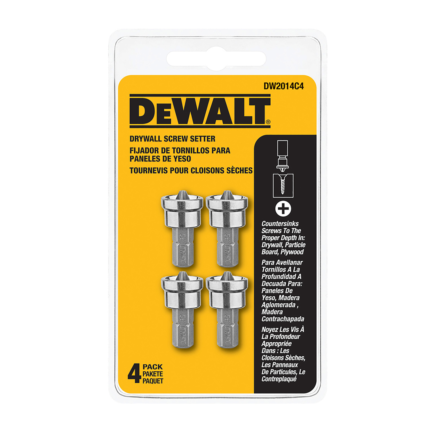 DW Phillips Drywall Screw Setter S2 Tool Steel 4 pc