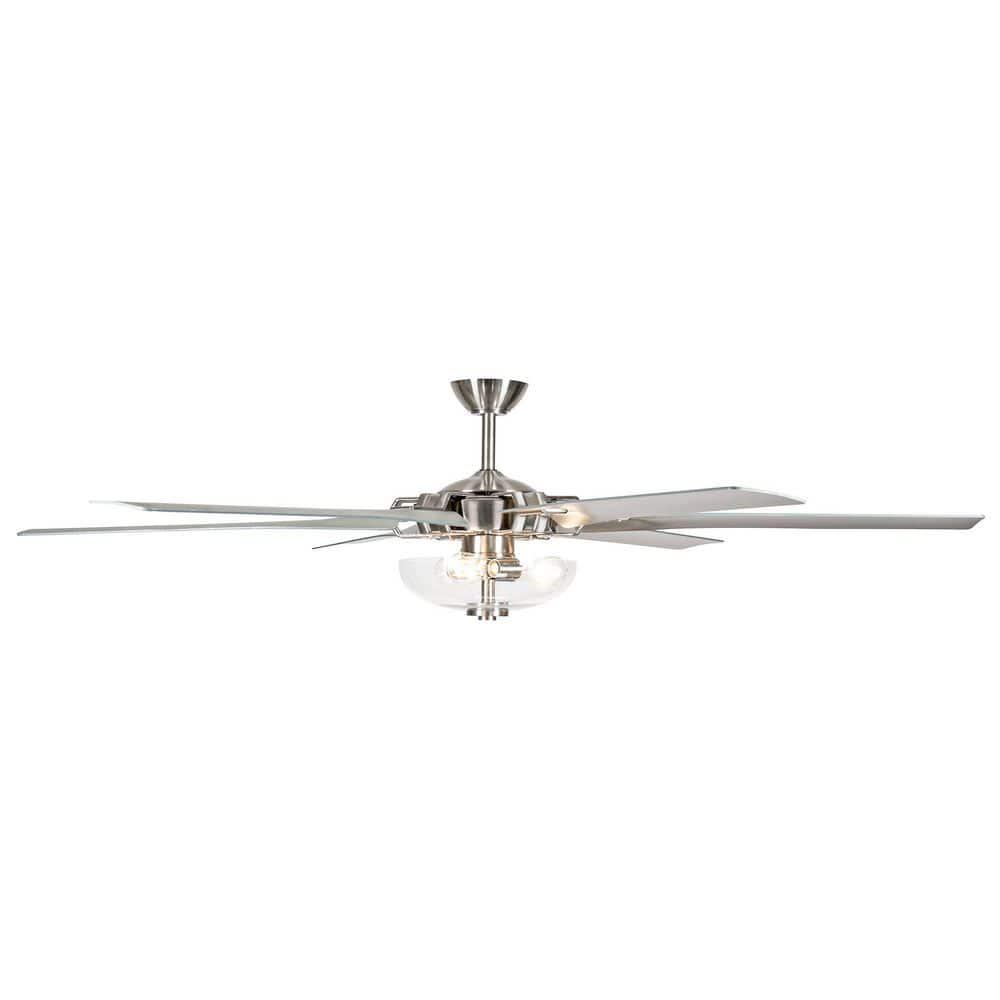 IHOMEadore 70 in Indoor Brushed Nickel Ceiling Fan with Remote Control