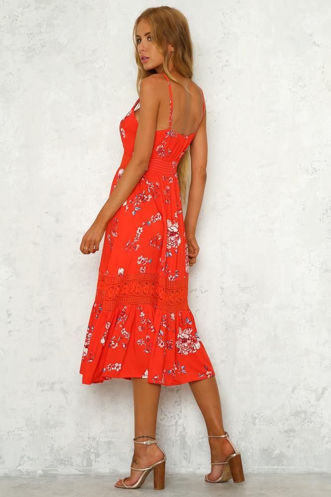 Kiss And Resolve Midi Dress Red