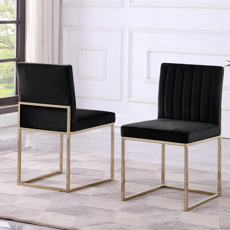 Best Master Furniture Emilio Gold Velvet Dining Chairs (Set of 2)