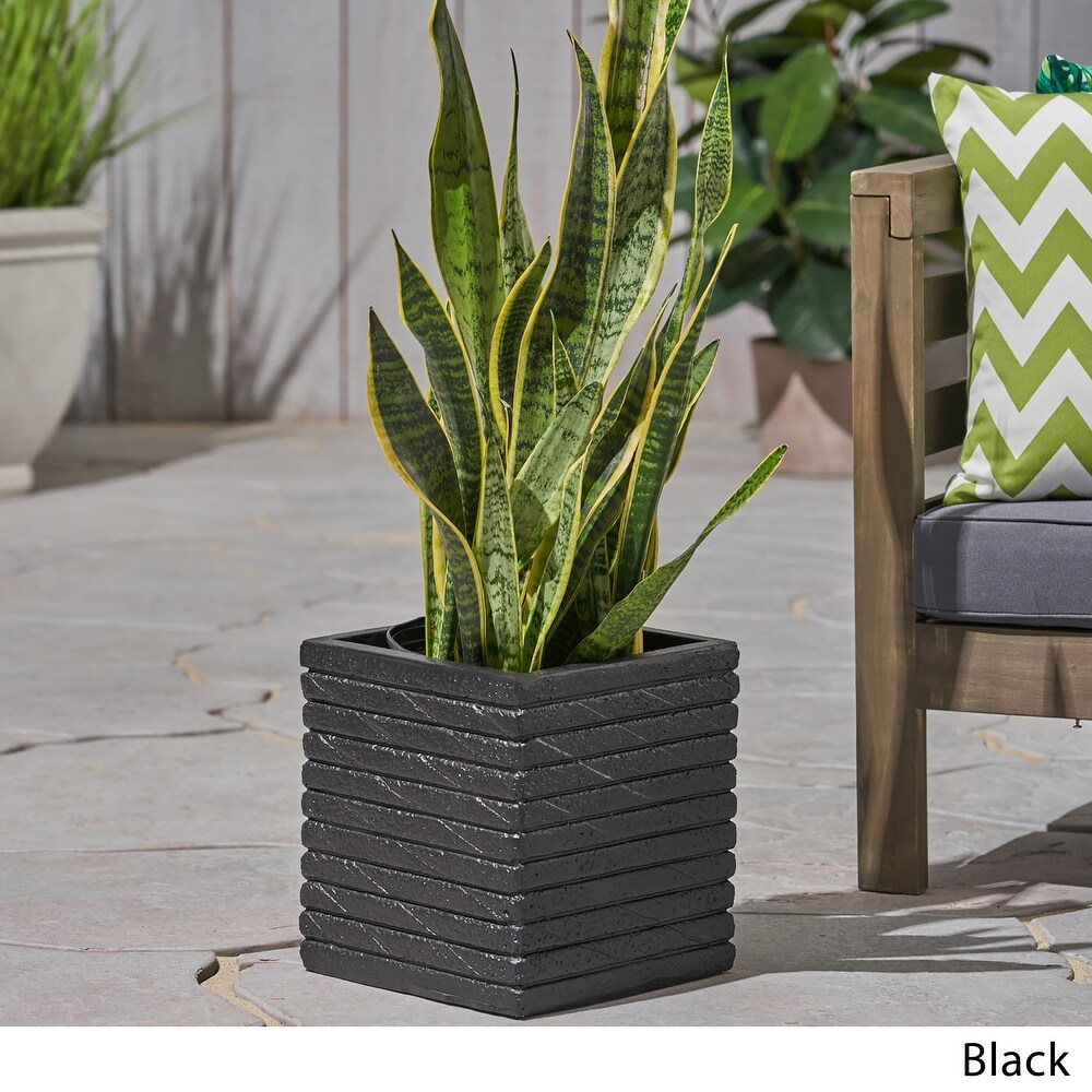 Kaden Square Riveted Lightweight Concrete Indoor/ Outdoor Planter by Christopher Knight Home