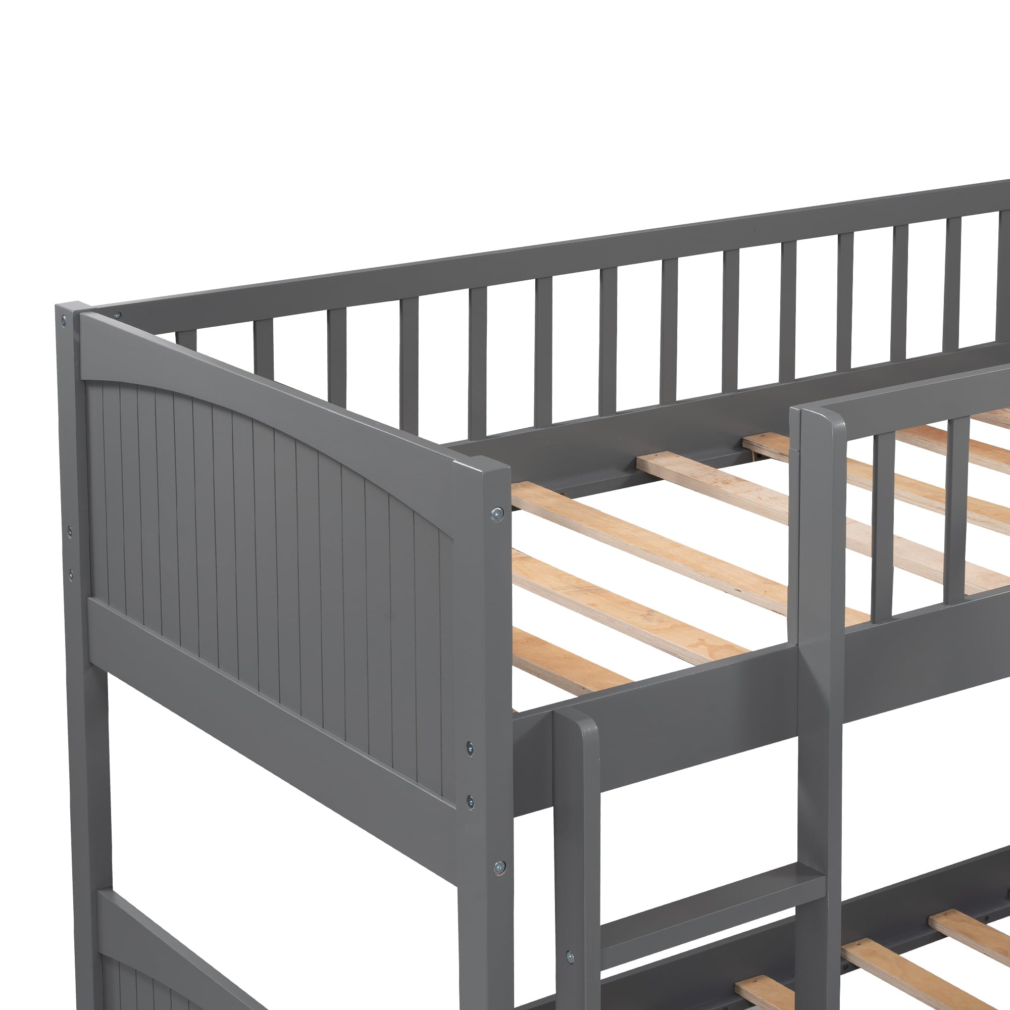 Euroco Wood Bunk Bed Storage, Twin-Over-Twin-Over-Twin for Children's Room, Gray