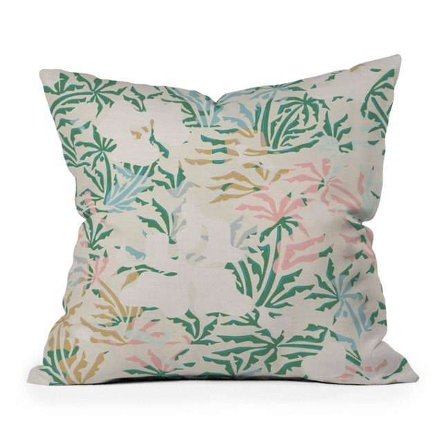 Evamatise Tropical Jungle Landscape Abstraction Outdoor Throw Pillow Beige Deny Designs