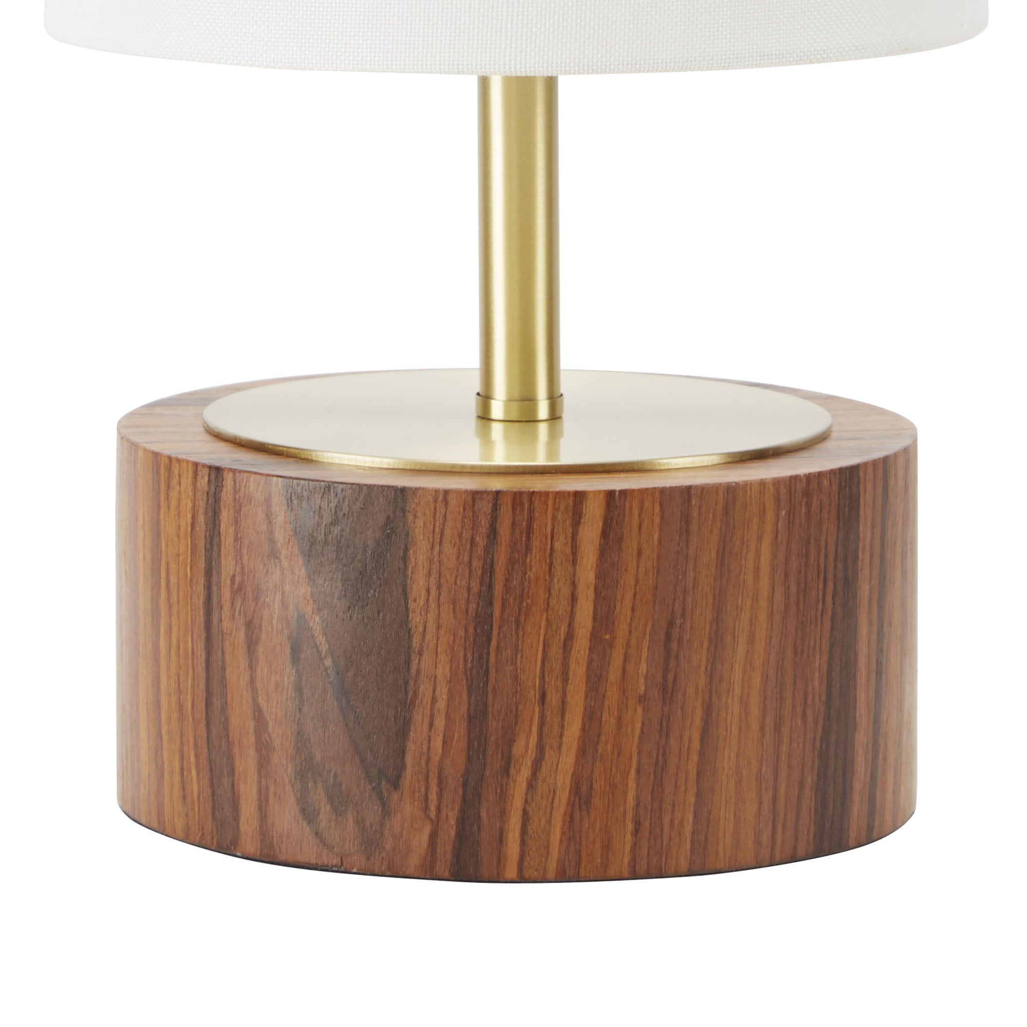 Better Homes & Gardens Woodgrain Touch Table Lamp, Walnut Color Base and Brushed Brass Finish