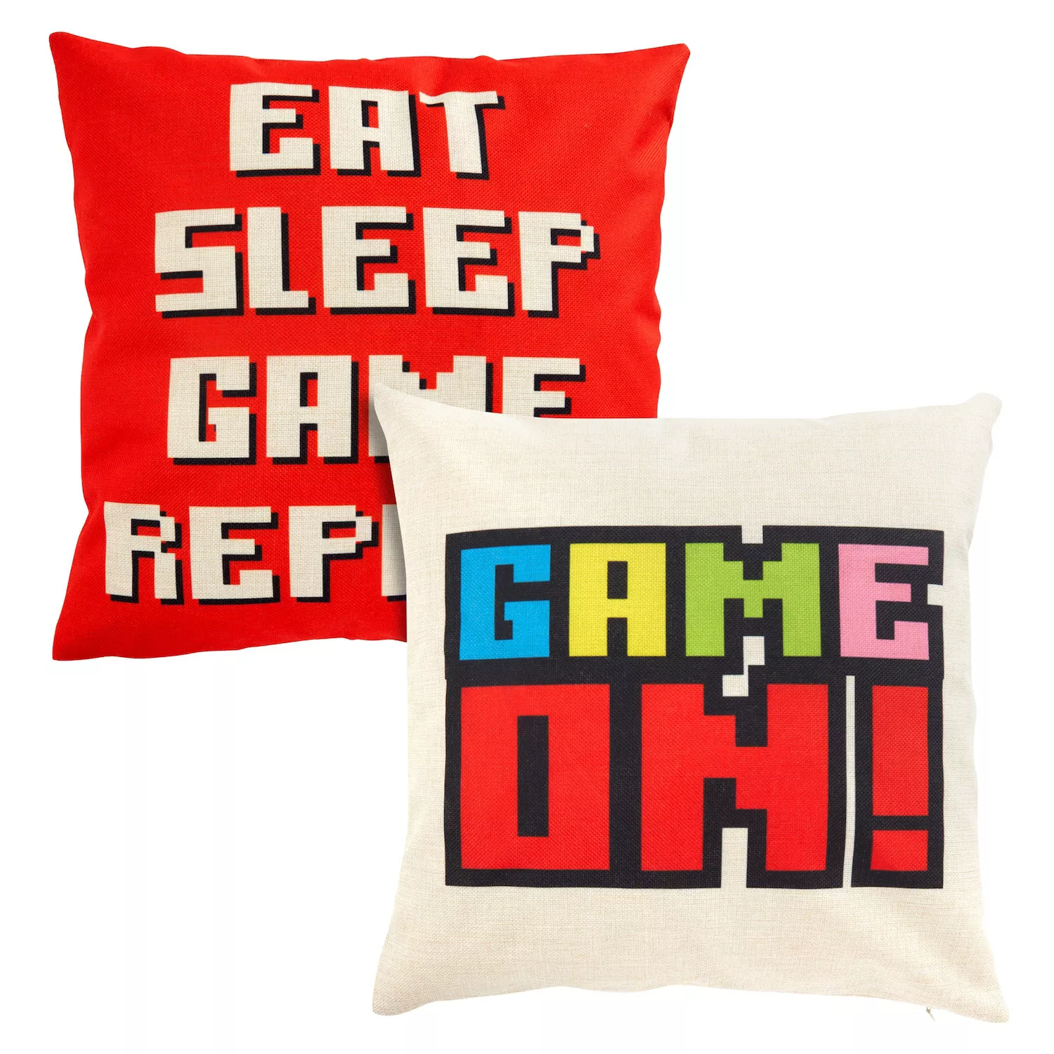 4 Pack Decorative Gaming Themed Kids Throw Pillow Cover， 4 Designs (18 x 18 in)