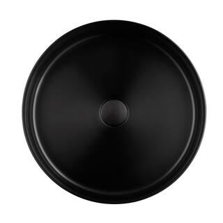 AKDY Matte Black Stainless Steel Round Bathroom Vessel Sink with High Arc Faucet BS001-5-3-2