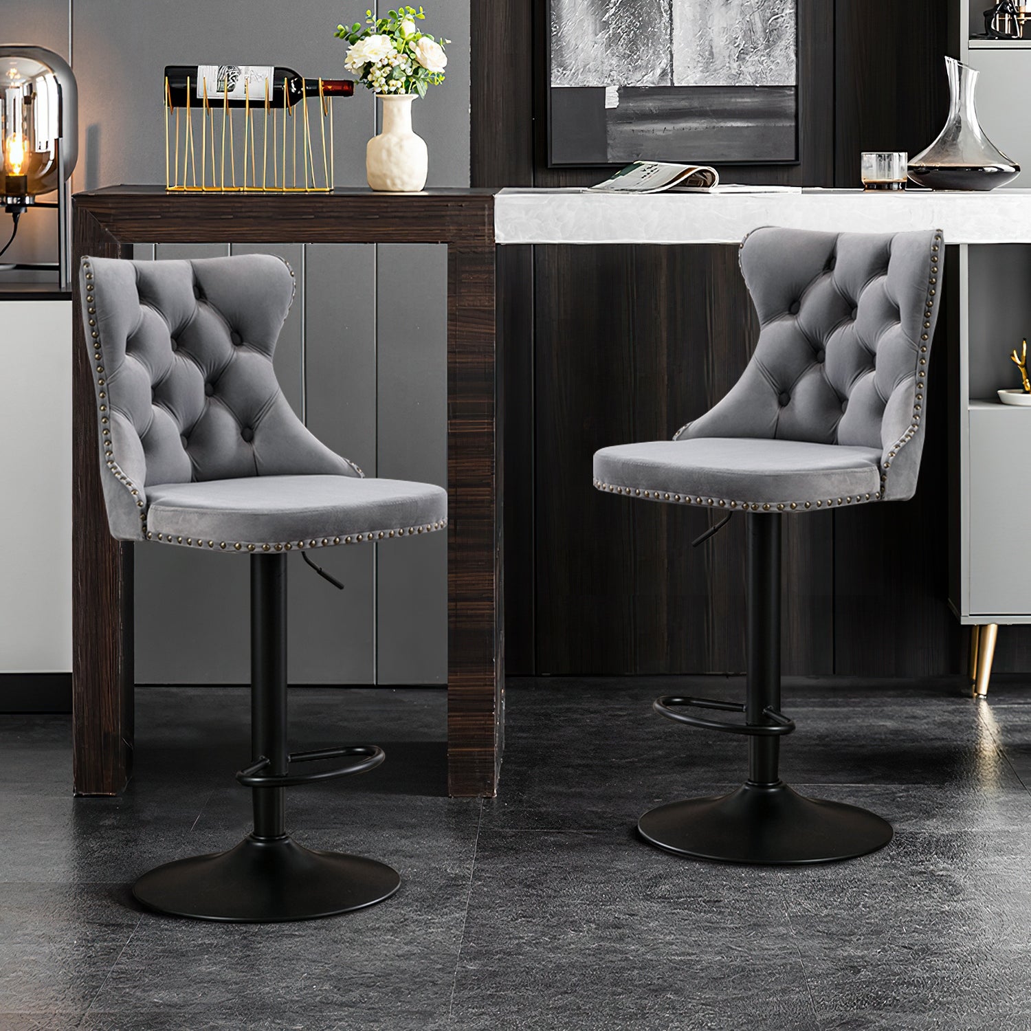 Modern Bar Stools with Backs ，Set of 2