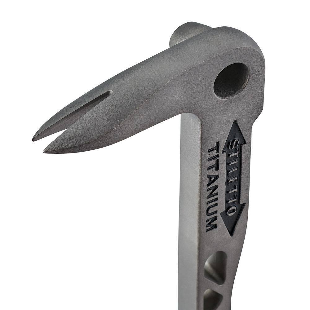 MW 15 oz. TiBone 3 Smooth Face with Curved Handle and Titanium Trim and 12 in. Titanium Clawbar Nail Puller with Dimpler TB3SC-TICLW12