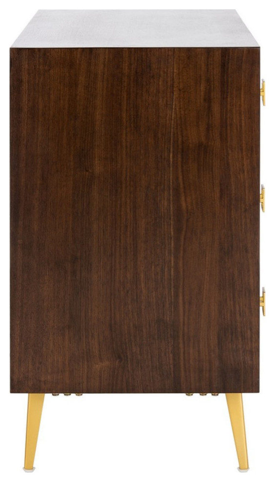 Gina 3 Drawer Chest Walnut/Gold   Midcentury   Accent Chests And Cabinets   by V.S.D Furniture  Houzz