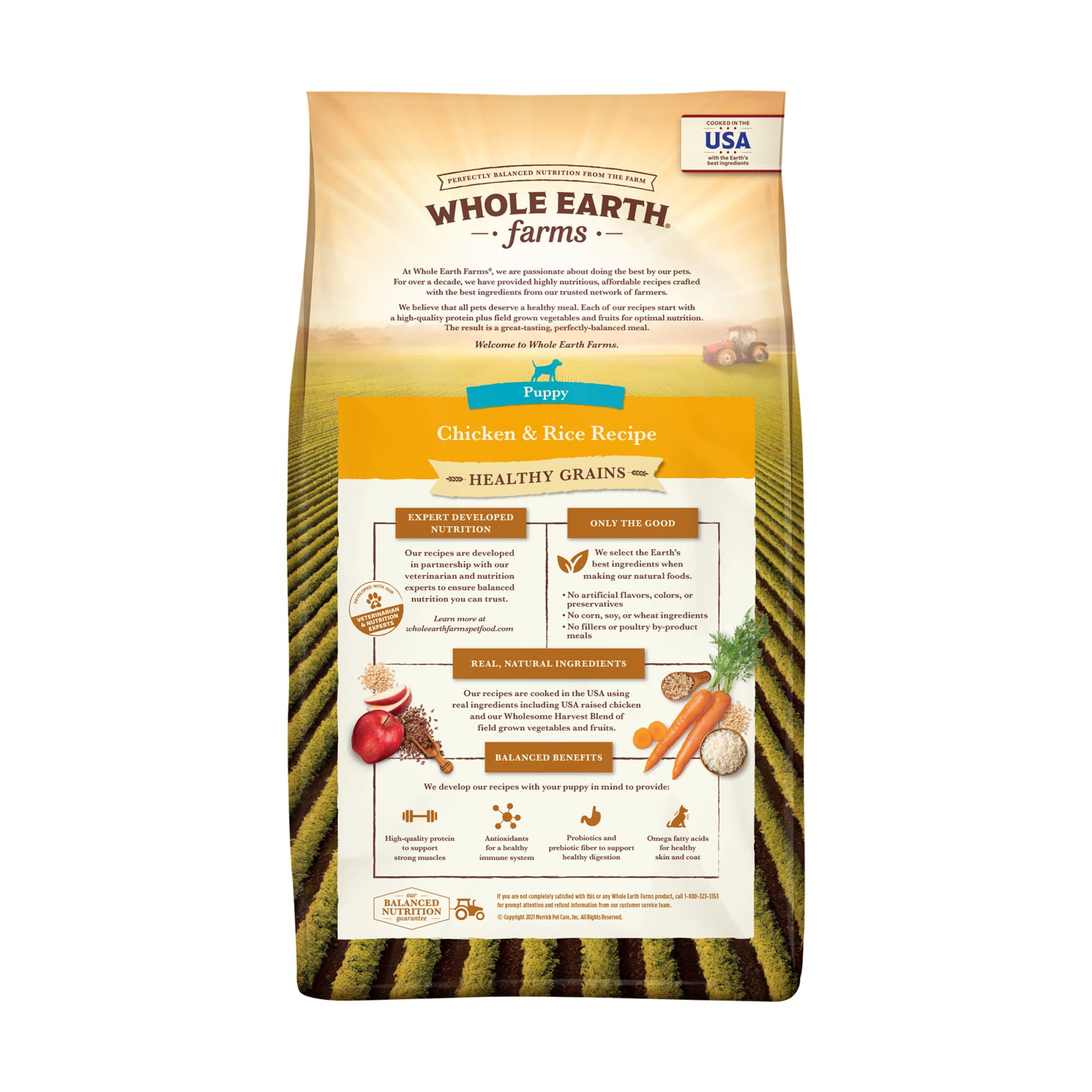 Whole Earth Farms Healthy Grains Chicken and Rice Recipe Dry Puppy Food， 25 lbs.