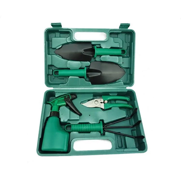 Wholesale 5 Pieces Gardening Hand Tools in Dark Green Color with Organizing Case