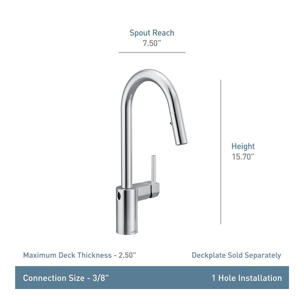 MOEN Align Single-Handle Pull-Down Sprayer Kitchen Faucet with MotionSense Wave and Power Clean in Matte Black 7565EWBL