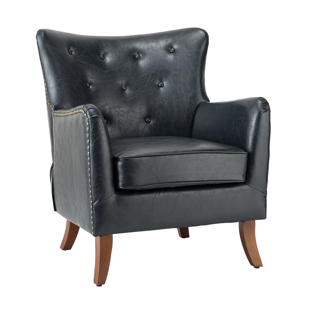 Floyd Comfy Mid century Leather Accent Chair For Living Room by HULALA HOME