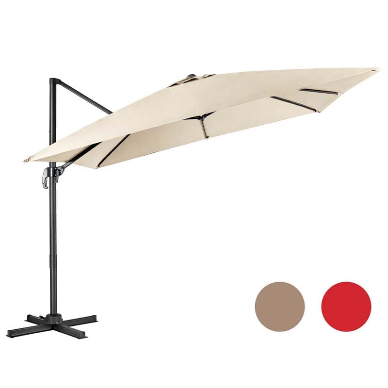 10 x 10 FT Square Patio Umbrella, 3-Tilt Cantilever Offset Umbrella, Large Outdoor Market Umbrella with Crossed Base