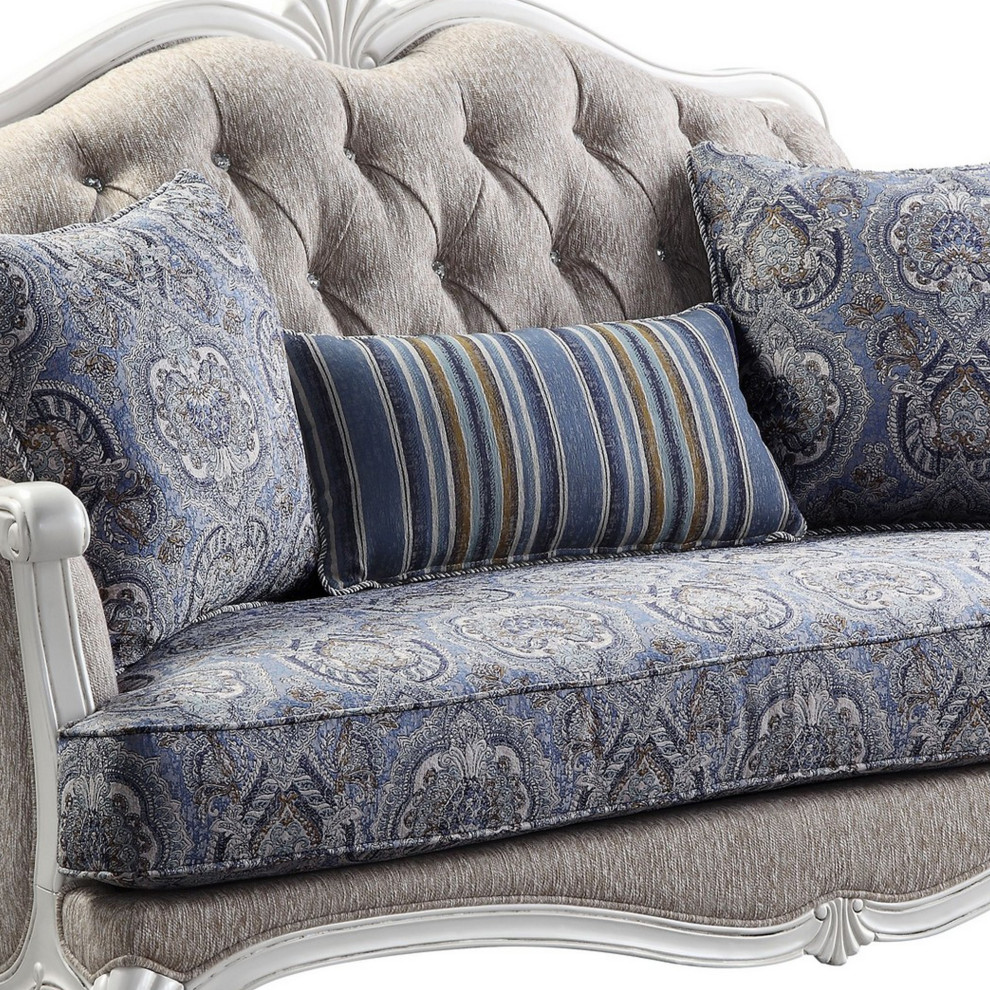 Benzara BM250654 Loveseat With Arch Top and Resin Queen Anne Legs  Gray   Victorian   Loveseats   by Uber Bazaar  Houzz