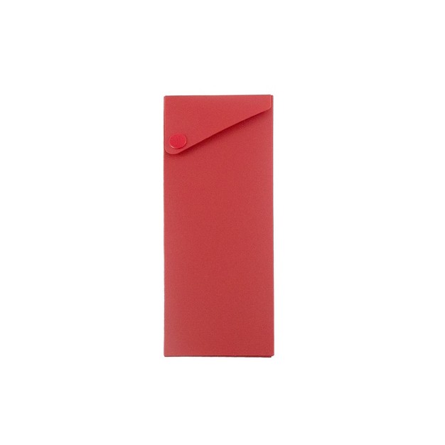 Jam Paper Plastic Sliding Pencil Case Box With Button Snap Red 2166513299