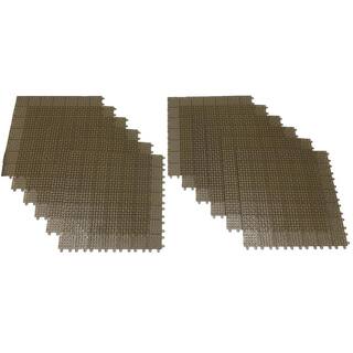 RSI Tan Regenerated 22 in. x 22 in. Polypropylene Interlocking Floor Mat System (Set of 12 Tiles) RSI-IFS-TN-12