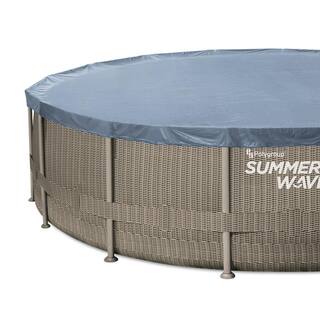 Summer Waves Elite Dark Basketweave 20 ft. Round 48 in. Deep Metal Frame Pool P4J02048D117