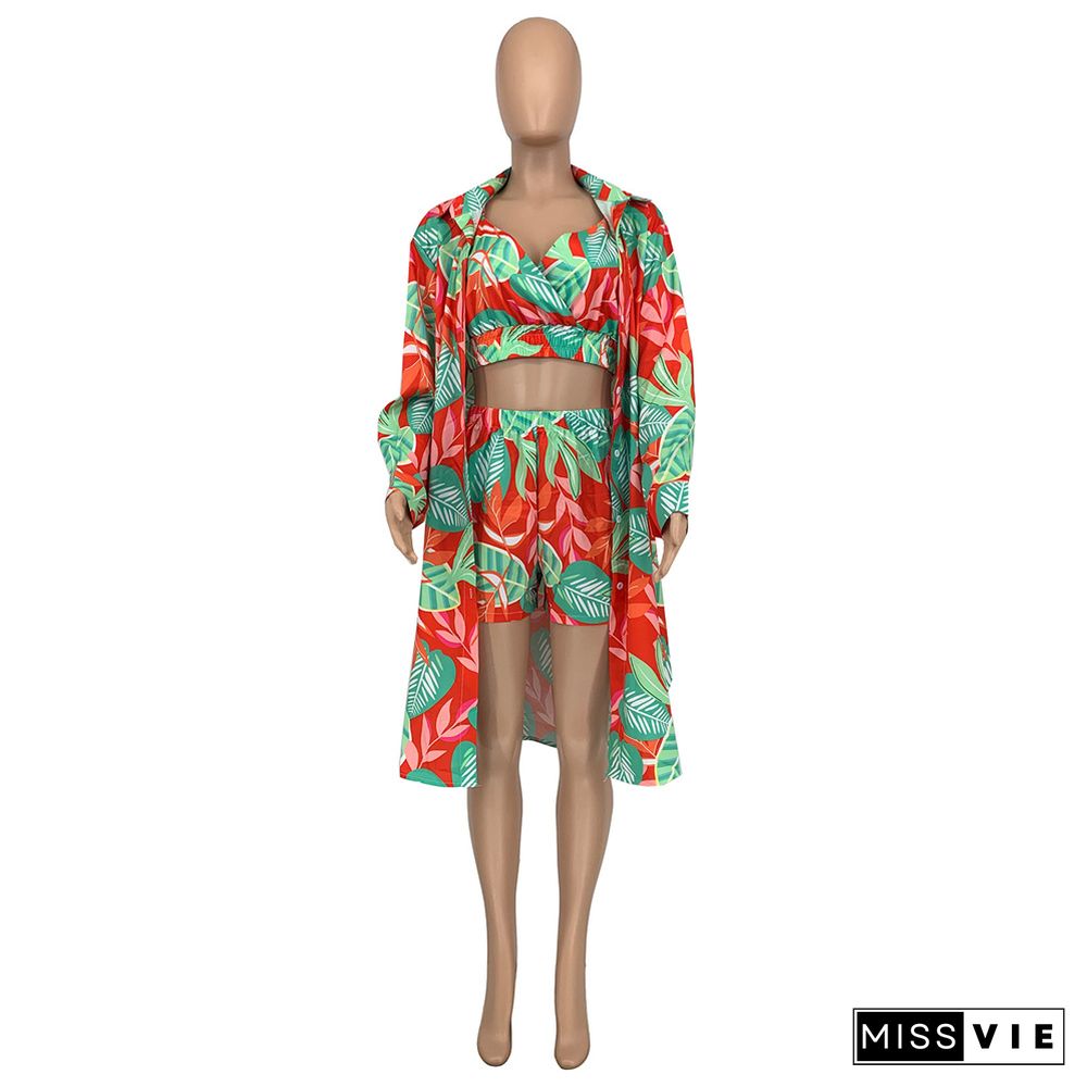 Beach Wear Print 3 Piece Cover Up Bathing Suit