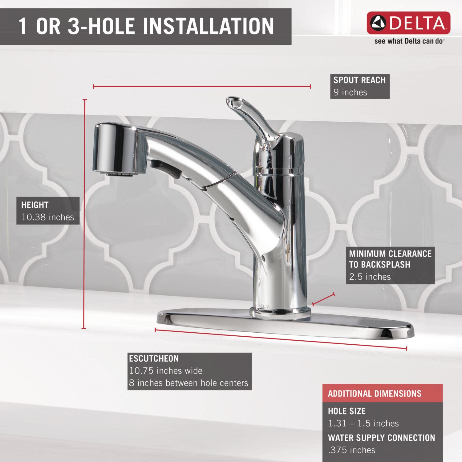 Delta 4140-Dst Collins Pull-Out Spray Kitchen Faucet  Chrome