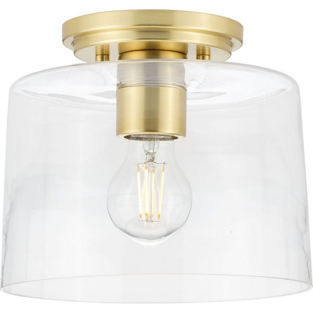 Progress Lighting Adley Collection 1 light Flush Mount Satin Brass Clear Glass Shade