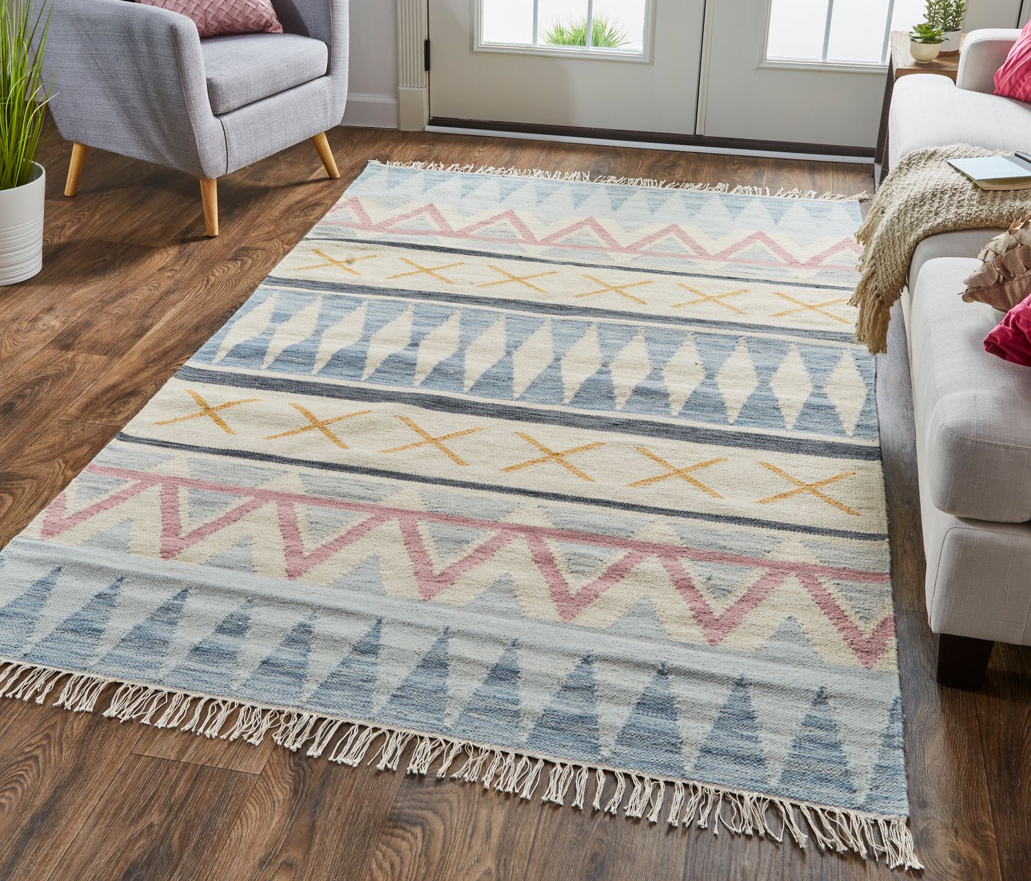 Ilana Flatweave Ivory and Gray Rug by BD Fine