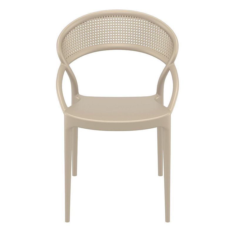 32.25 Taupe Mesh Outdoor Patio Round Dining Chair