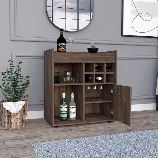 1-Door Bar Cabinet with 2 Shelves and 6 Cubbies