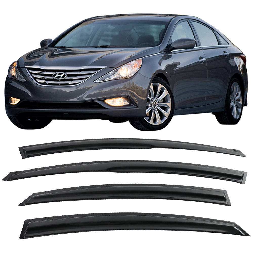 Ikon Motorsports Compatible with 11-14 Hyundai Sonata MU Style Acrylic Window Visors Vent Windshield Deflector Rain Guard 4Pc Set Outside Mount 2011 2012 2013 2014