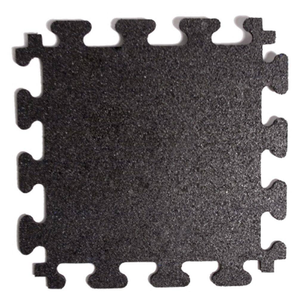 FANMATS Titan Tile Black 18 in. x 18 in. Rubber Tile Flooring (6-Pack) MM7010