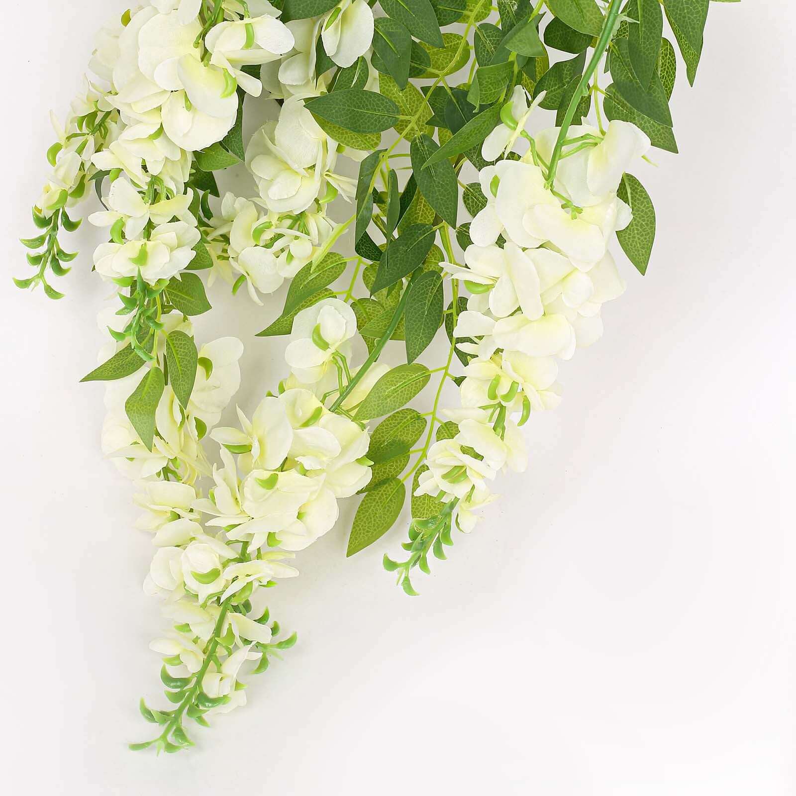 Cream Artificial Silk Wisteria Vine Round Hanging Canopy, Draping Garl ...