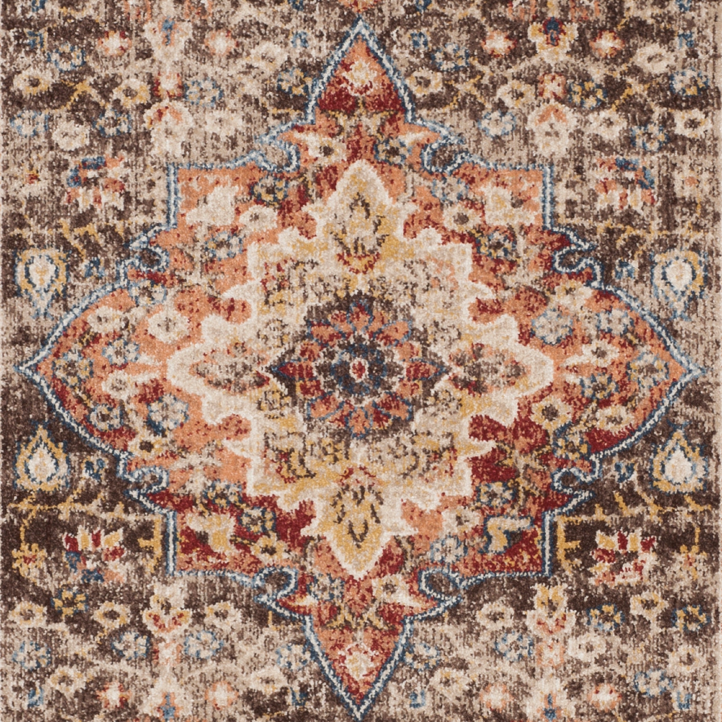 SAFAVIEH Bijar Orval Faded Traditional Area Rug, Brown/Rust, 6'7