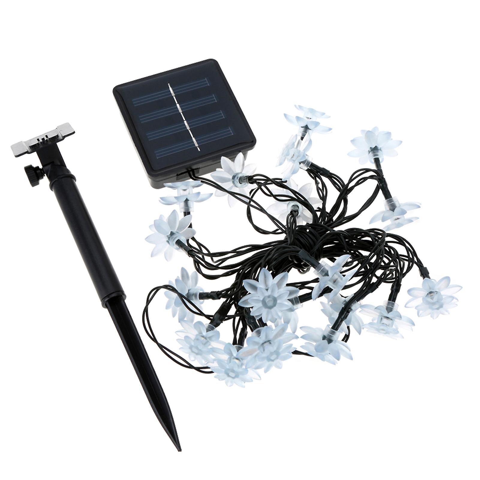 Solar Powered Energy 5m 20leds Warm White Flower String Fairy Light Outdoor Lamp 2 Diverse Lighting Effects Built-in 600mah High Capacity Rechargeable