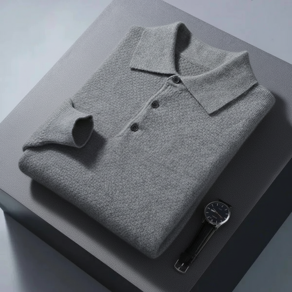 Men's Casual Button Cashmere Polo Warm Comfortable Sweater