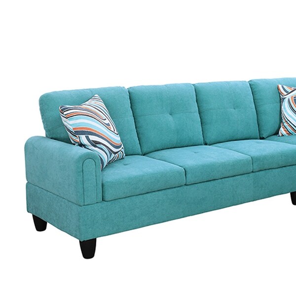 2-piece Linen L Shaped Sectional Sofa in Green