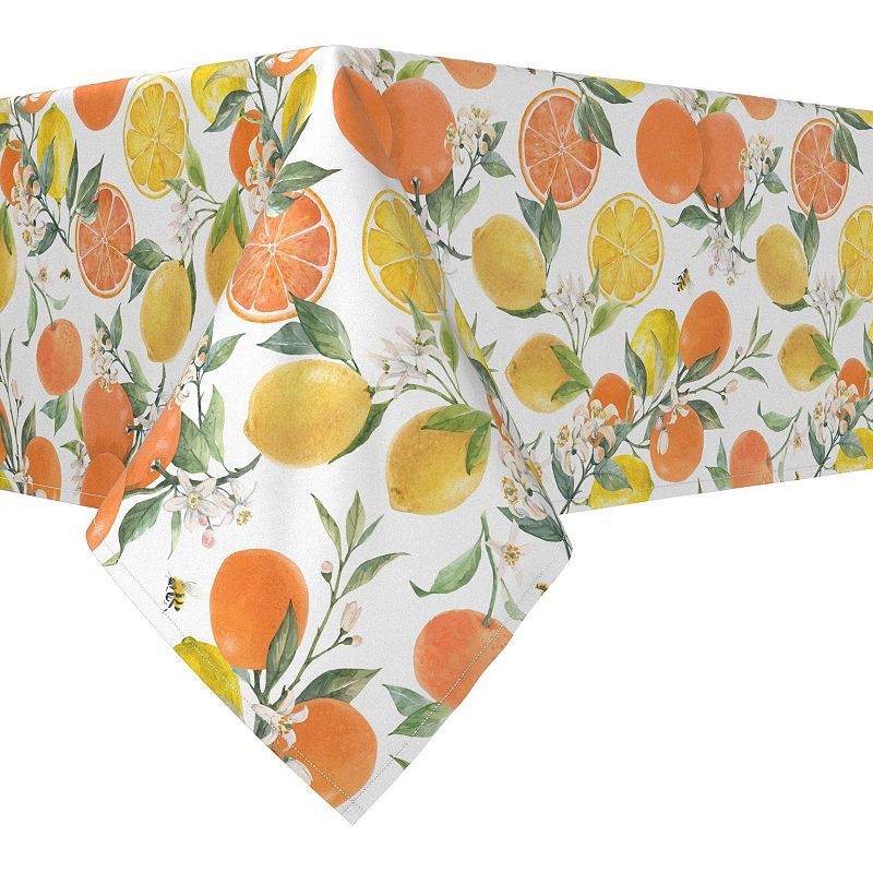 Square Tablecloth， 100% Polyester， 60x60， Oranges and lemons