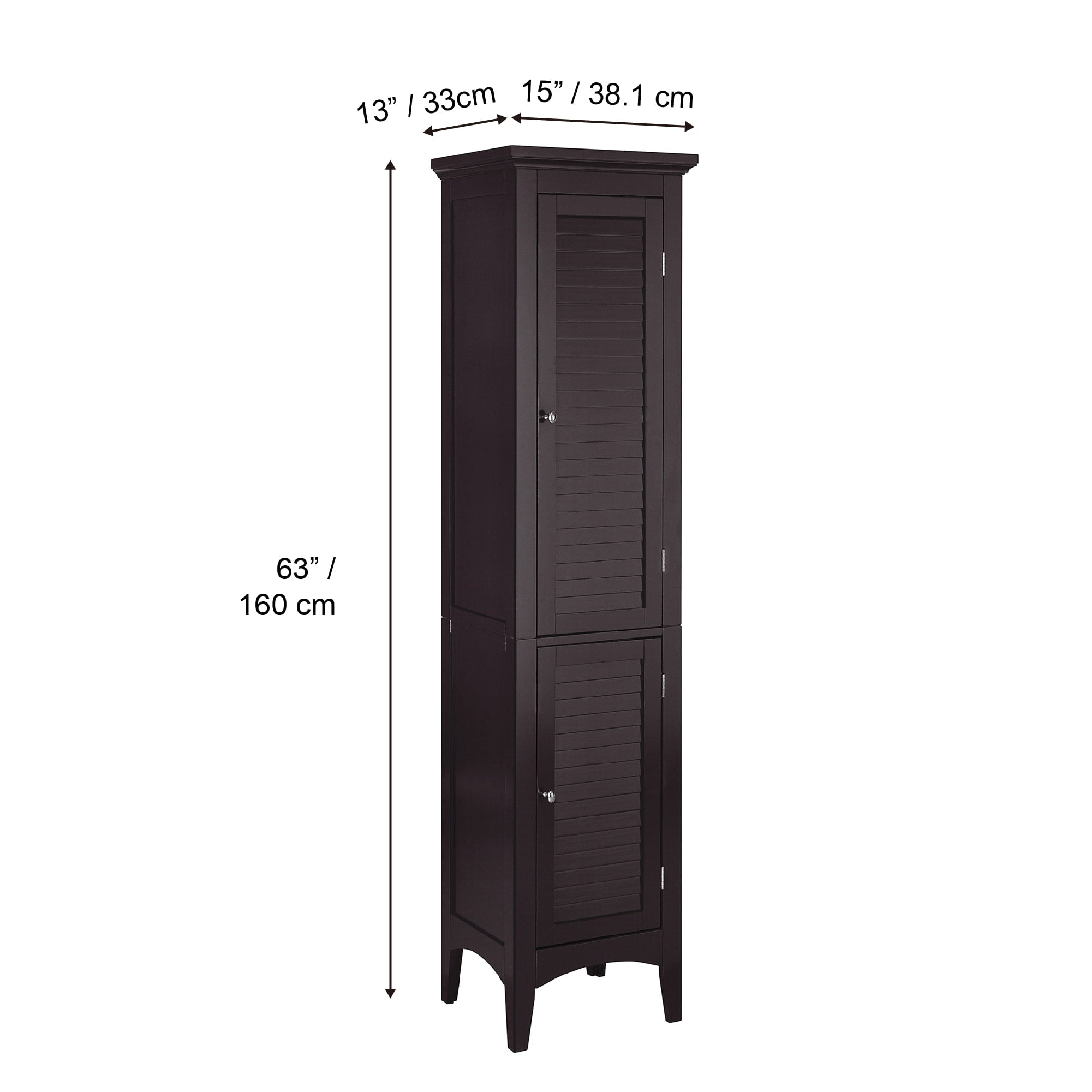 Teamson Home Glancy Wooden Tall Tower Cabinet with Storage with 5 Tier Shelves, Dark Brown