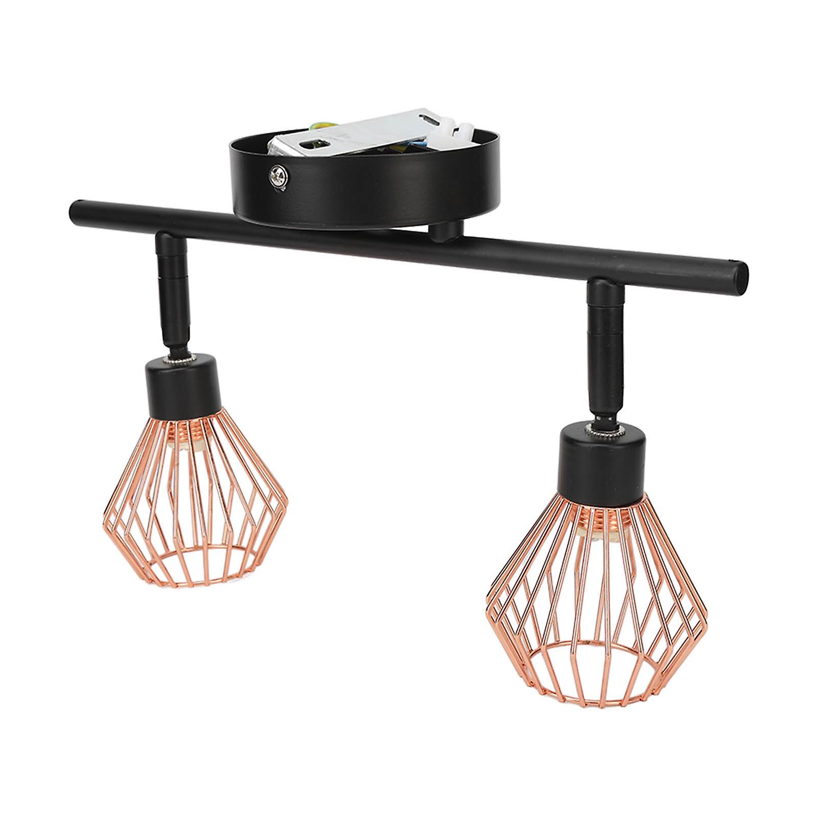 Track Lighting Kit 2 Rotatable Head Track Wall Ceiling Spotlight with Woven Cages for Kitchen Living Room