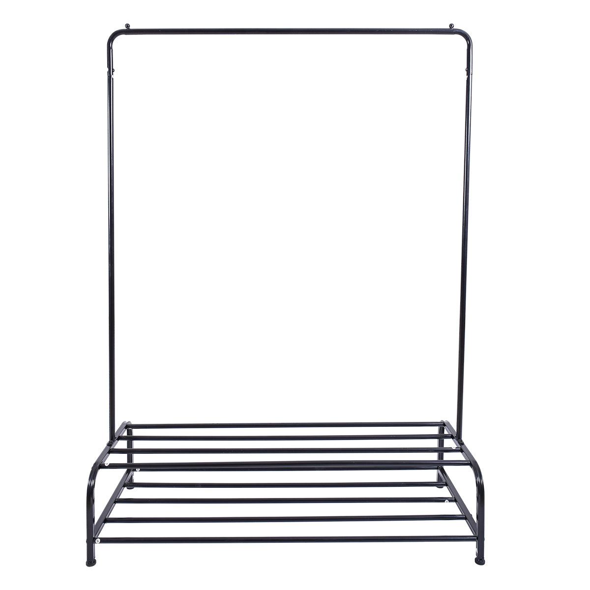 Clothing Garment Rack with Shelves, Metal Cloth Hanger Rack Stand Clothes Drying Rack for Hanging Clothes,with Top Rod Organizer Shirt Towel Rack and Lower Storage Shelf for Boxes Shoes Boots, Black