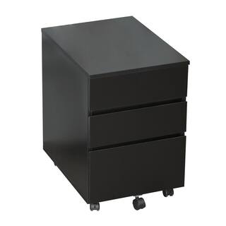 HOMCOM Black 3 Drawer Storage Cabinet Home Office Mobile File Desk Storage Organizer with Wheels 836-150V80BK