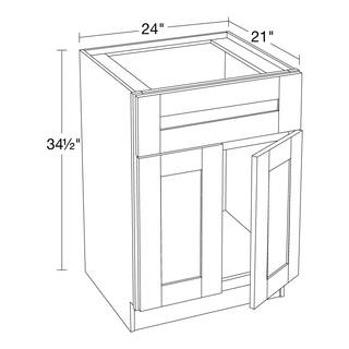 Contractor Express Cabinets Veiled Grey Shaker Assembled Plywood 24 in. x 34.5 in. x 21 in. Bath Vanity Sink Base Cabinet with Soft Close VSB2421-AVG