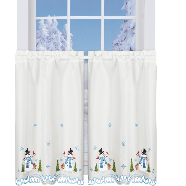 Collections Etc Snowman Embroider Curtains